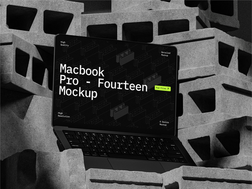 Download free Macbook Mockup Brick Industrial
