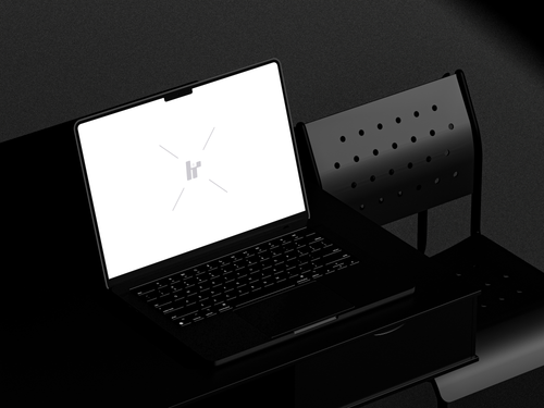 Free download MacBook mockup with dark furniture